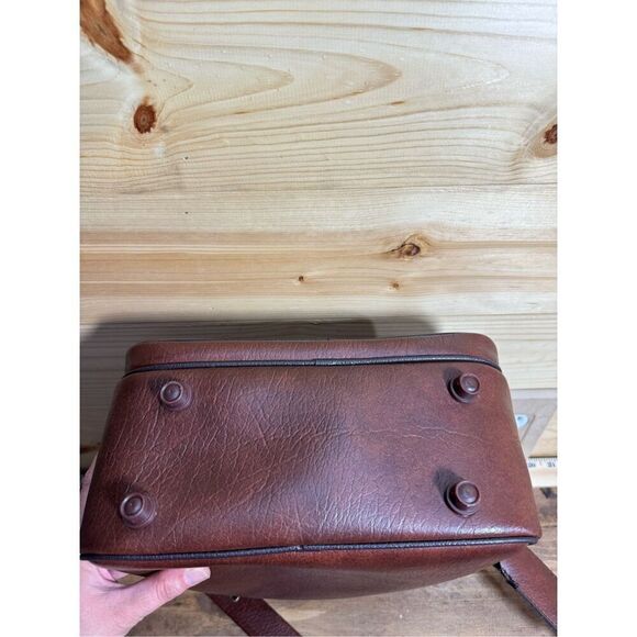 Interpur 1980s Carry On Luggage Weekender Bag Vintage Brown Vinyl Travel Tote Le - Picture 8 of 13